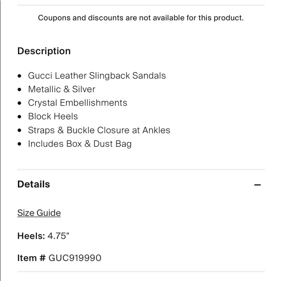 Gucci Bertie Crystal Metallic Leather Sandals - Size 38. - Picture 12 of 12